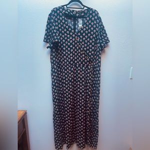 Lane Bryant Asymmetrical Button-Front Midi Dress - NWT - Nayy Floral - Size 26